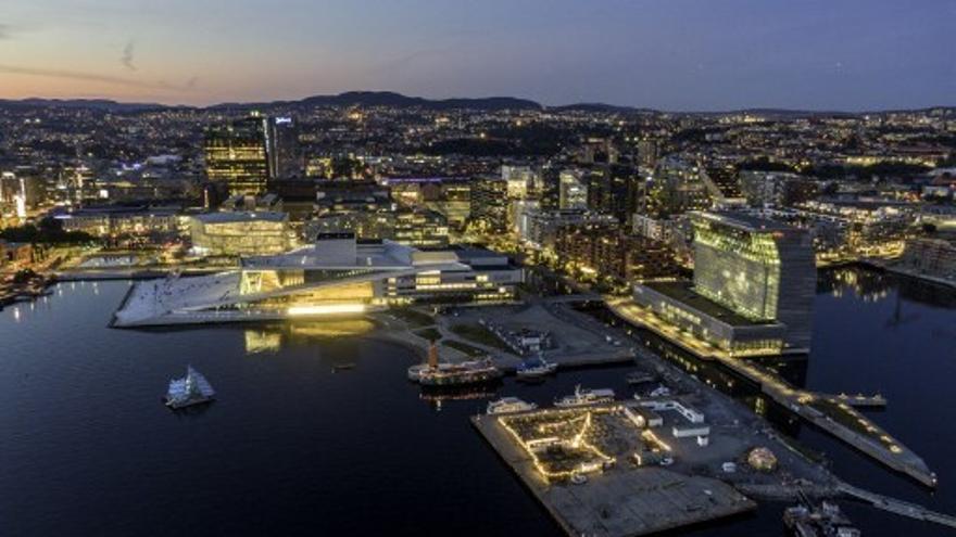 Imagen aérea de una zona de Oslo, Noruega