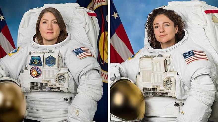 Las astronautas Jessica Meir y Christina Koch.