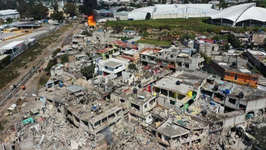 Foto archivo del daño causado por una fábrica de pirotecnia en México