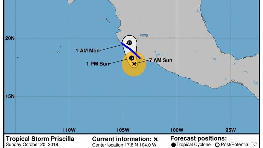 Se forma tormenta tropical Priscilla y se dirige a costas mexicanas de Colima