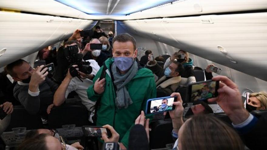 Alexéi Navalni, opositor ruso antes de bajar del avión y ser arrestado