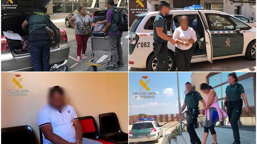 Fotografías facilitadas por la Guardia Civil que ha detenido en Madrid, Huesca y La Rioja a siete miembros de una misma familia que formaban una banda dedicada a la trata de seres humanos
