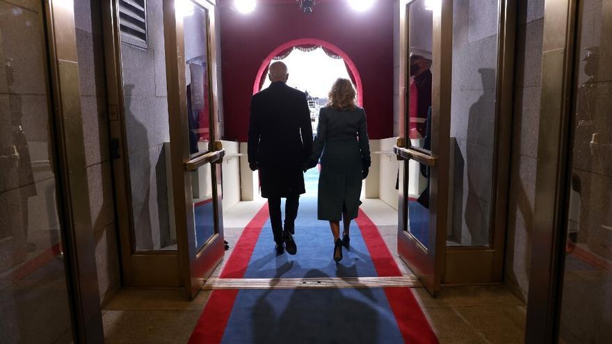 La entrada triunfal del nuevo presidente de Estados Unidos Joe Biden a la ceremonia de toma de posesión.