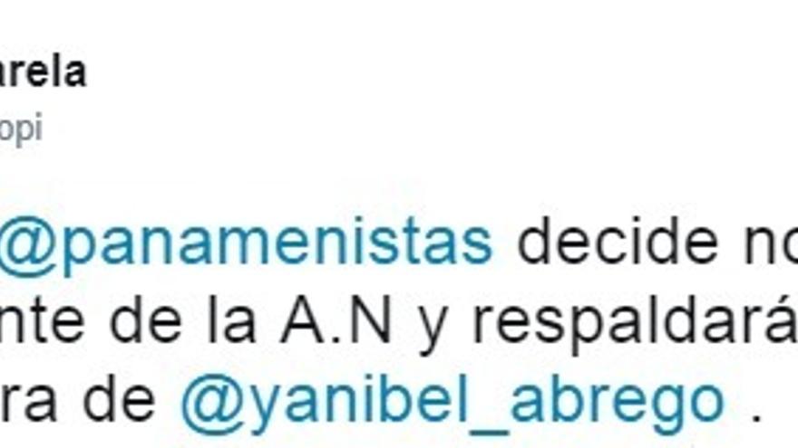 Mensaje del diputado José Luis Varela en Twitter.