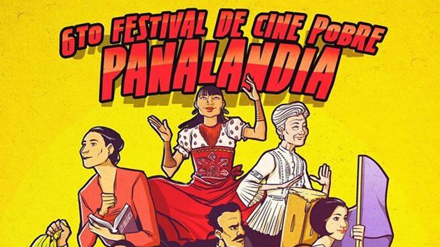Afiche del VI Festival de Cine Pobre de PanamÃ¡, organizado por la FundaciÃ³n Mente PÃºblica.