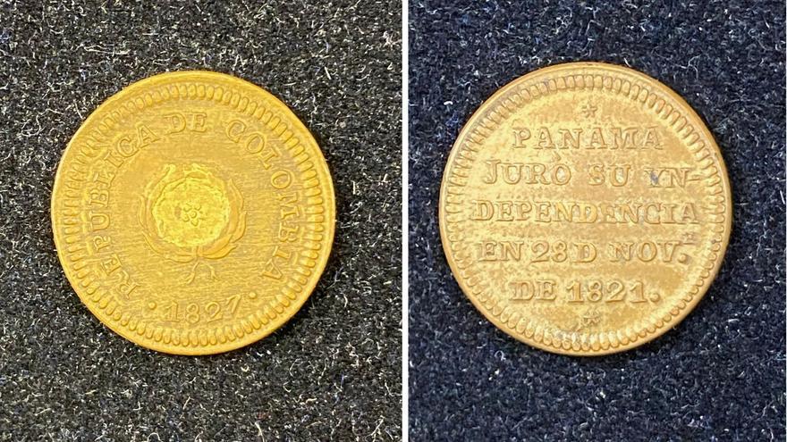 Medalla acuñada en 1827 que conmemora la independencia de Panamá de España.