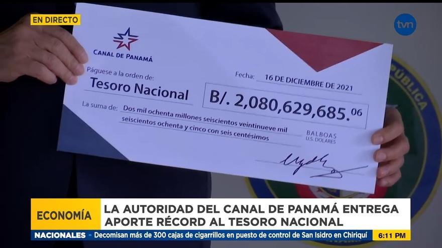 Canal de Panamá aporta más de $2 mil millones en aporte al Tesoro Nacional